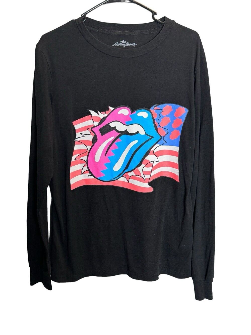 Rolling Stones Steel Wheels Black Long Sleeve Graphic Band Tee Unisex Size Small